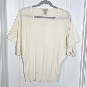 90s Banana Republic V-Neck Short Sleeve Sweater HONG KONG MADE Vintage Cream L